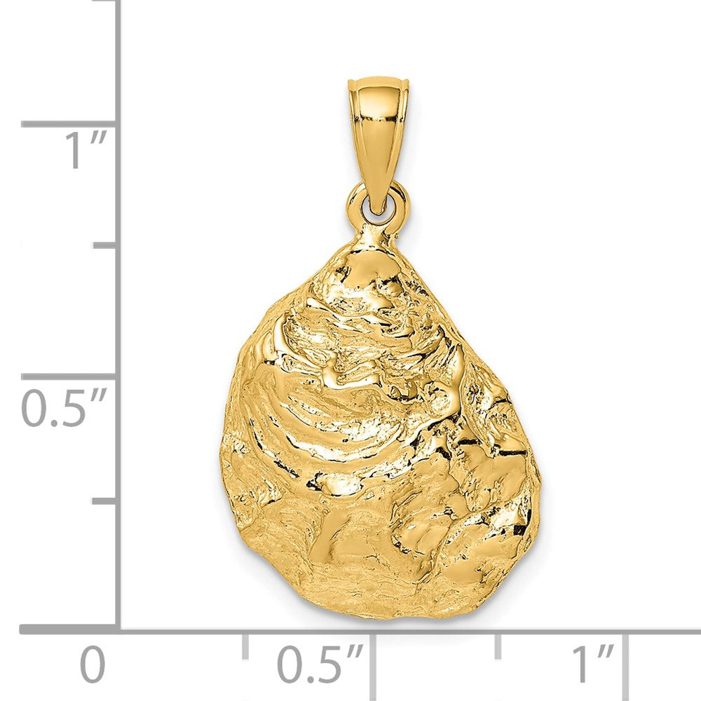 14k Yellow Gold Textured and Polished Oyster Shell Charm