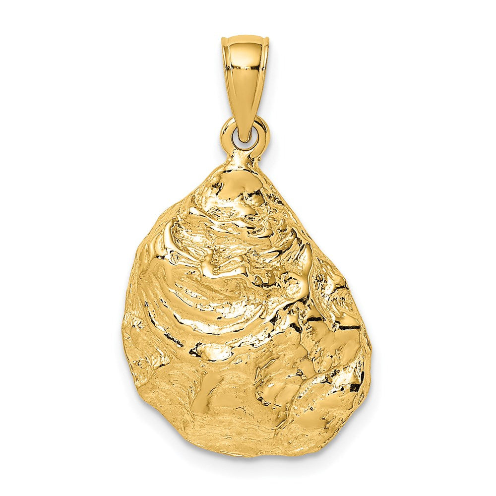 14k Yellow Gold Textured and Polished Oyster Shell Charm