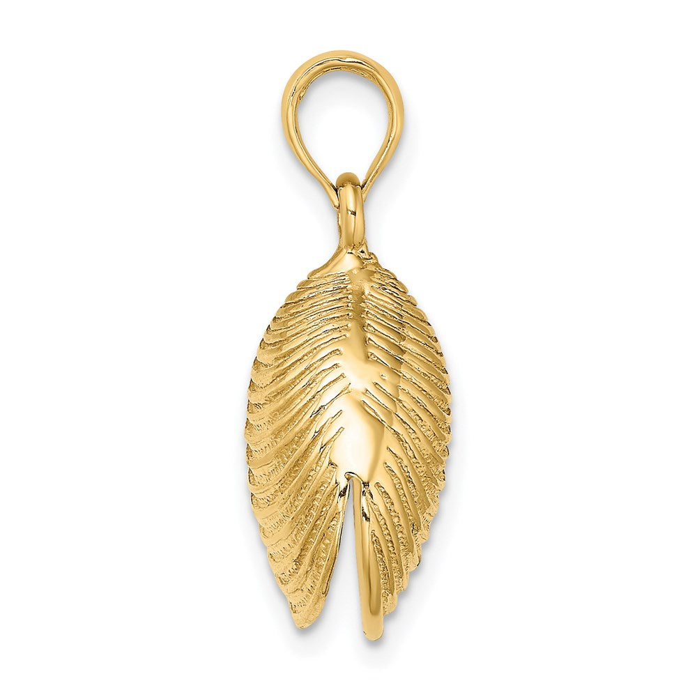 14k Yellow Gold 3-D Textured Clam Shell Charm