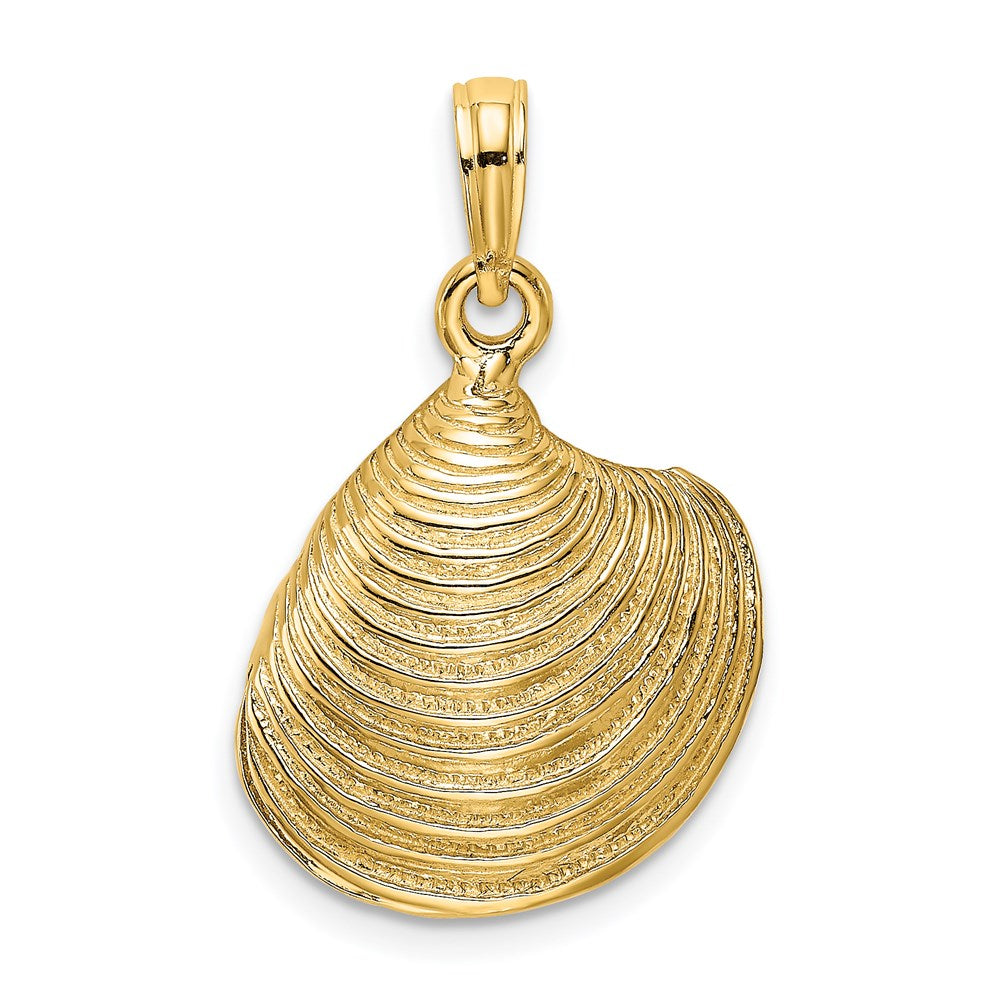 14k Yellow Gold 3-D Textured Clam Shell Charm