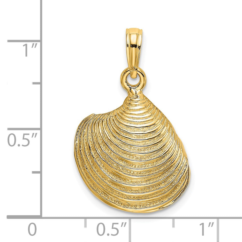 14k Yellow Gold 3-D Textured Clam Shell Charm