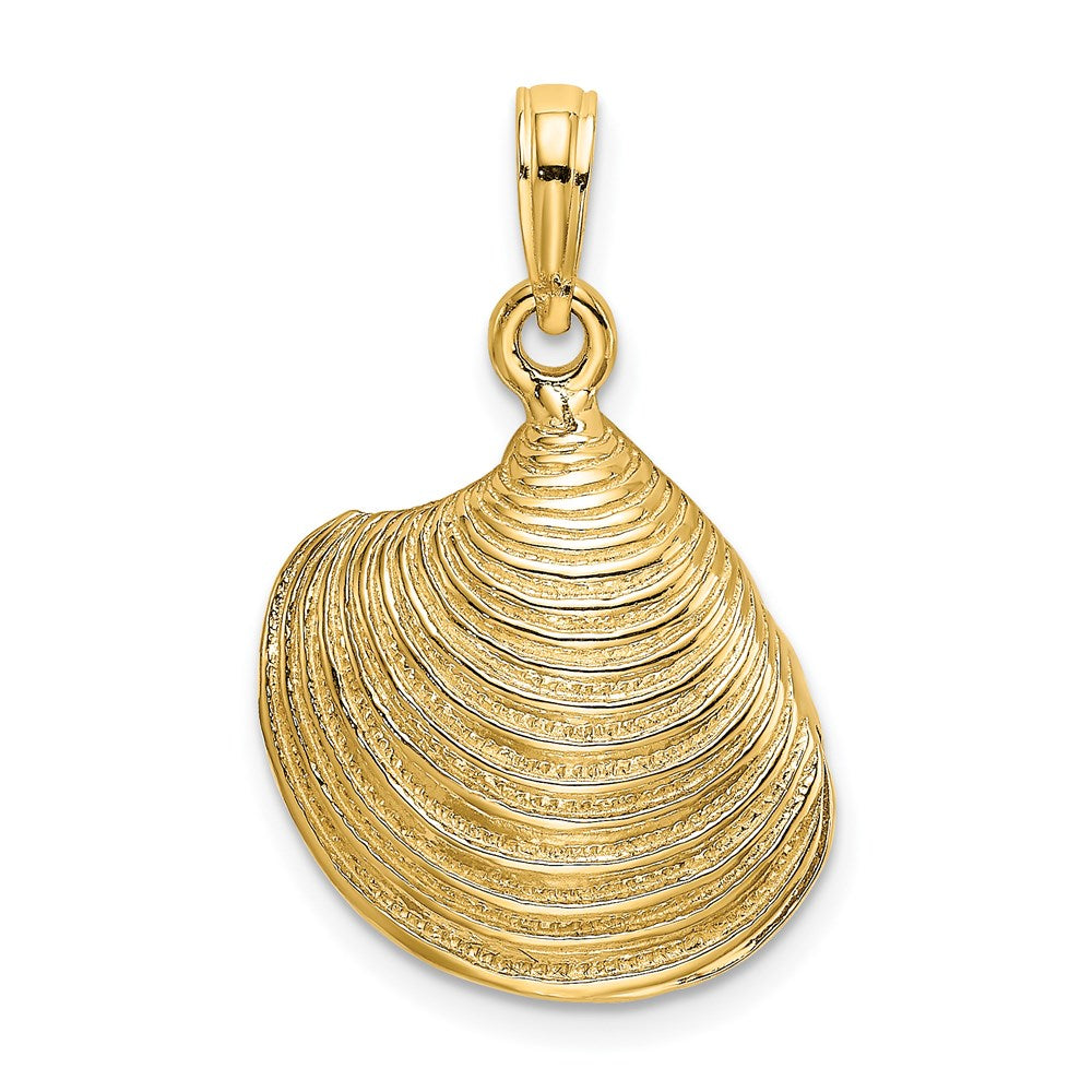 14k Yellow Gold 3-D Textured Clam Shell Charm