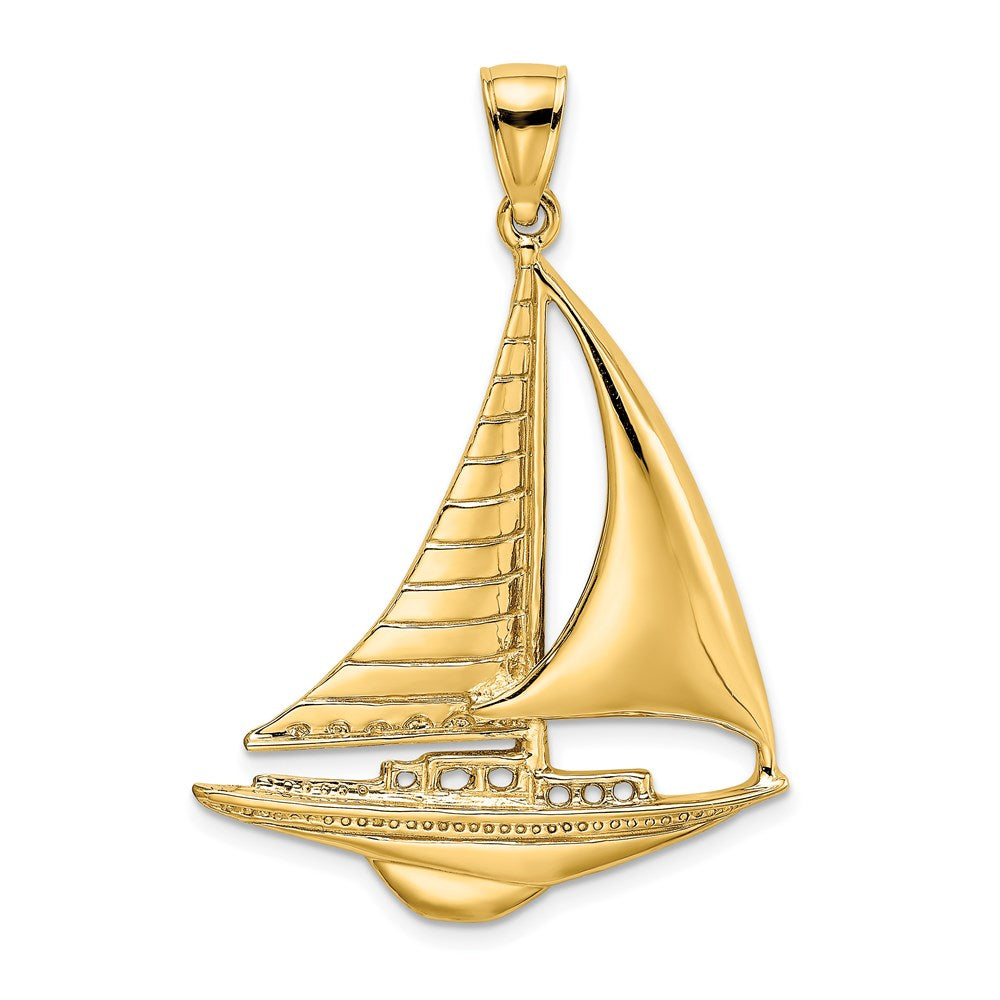 14k Yellow Gold Polished Sailboat Charm