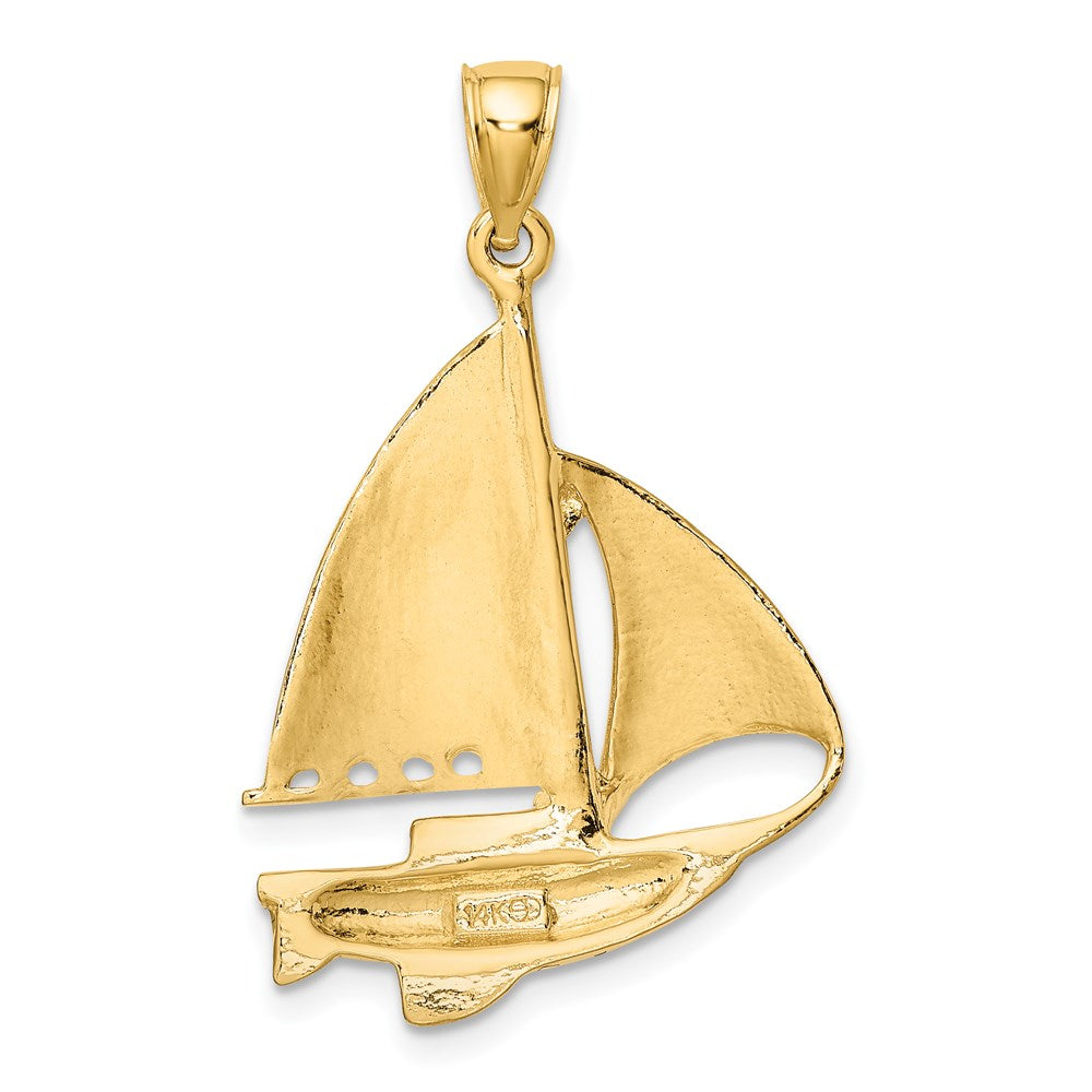 14k Yellow Gold Polished Sailboat Charm