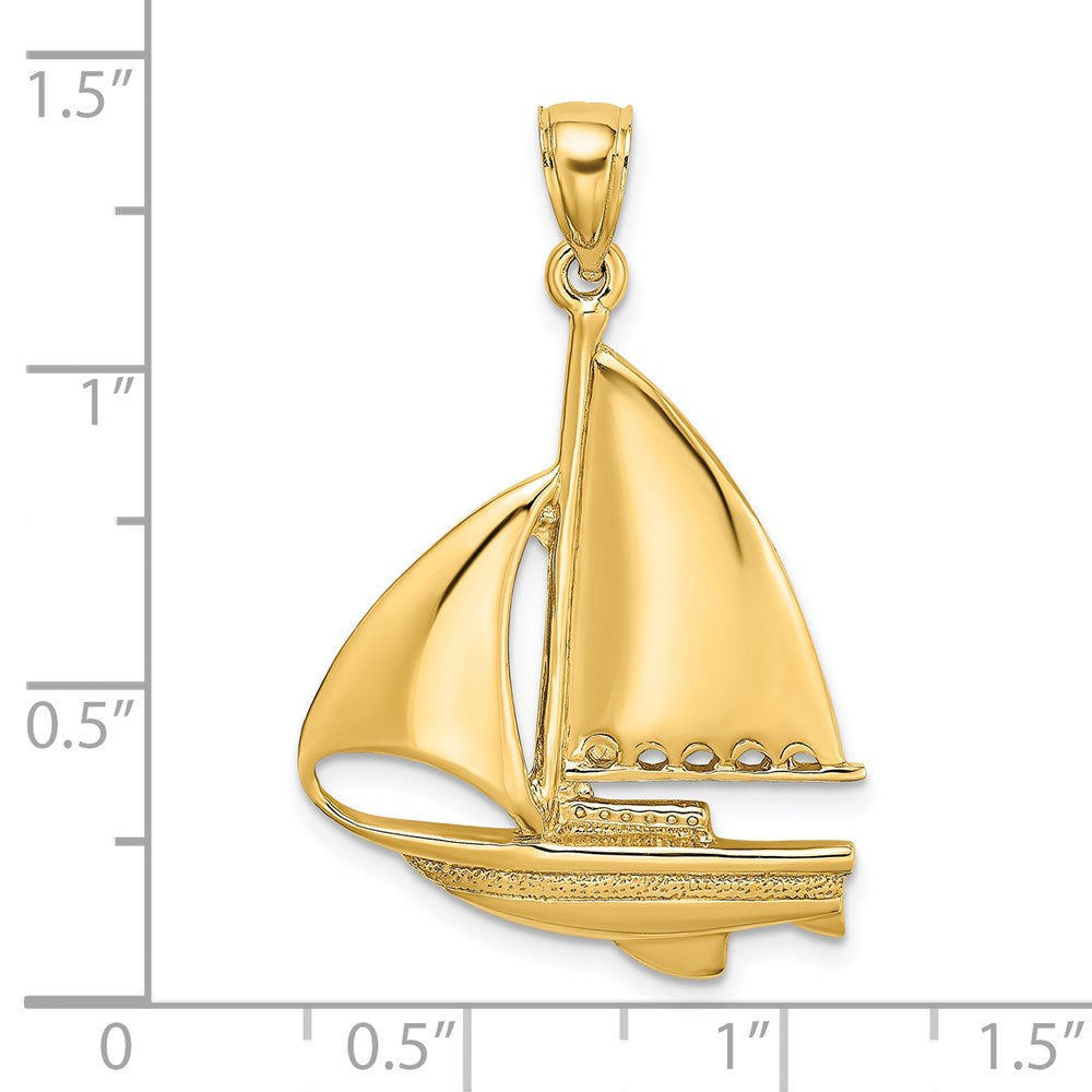 14k Yellow Gold Polished Sailboat Charm