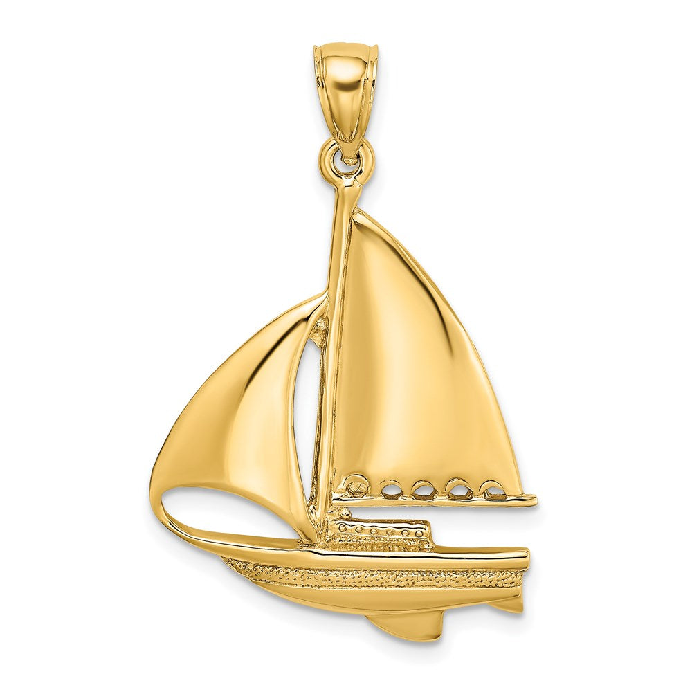 14k Yellow Gold Polished Sailboat Charm