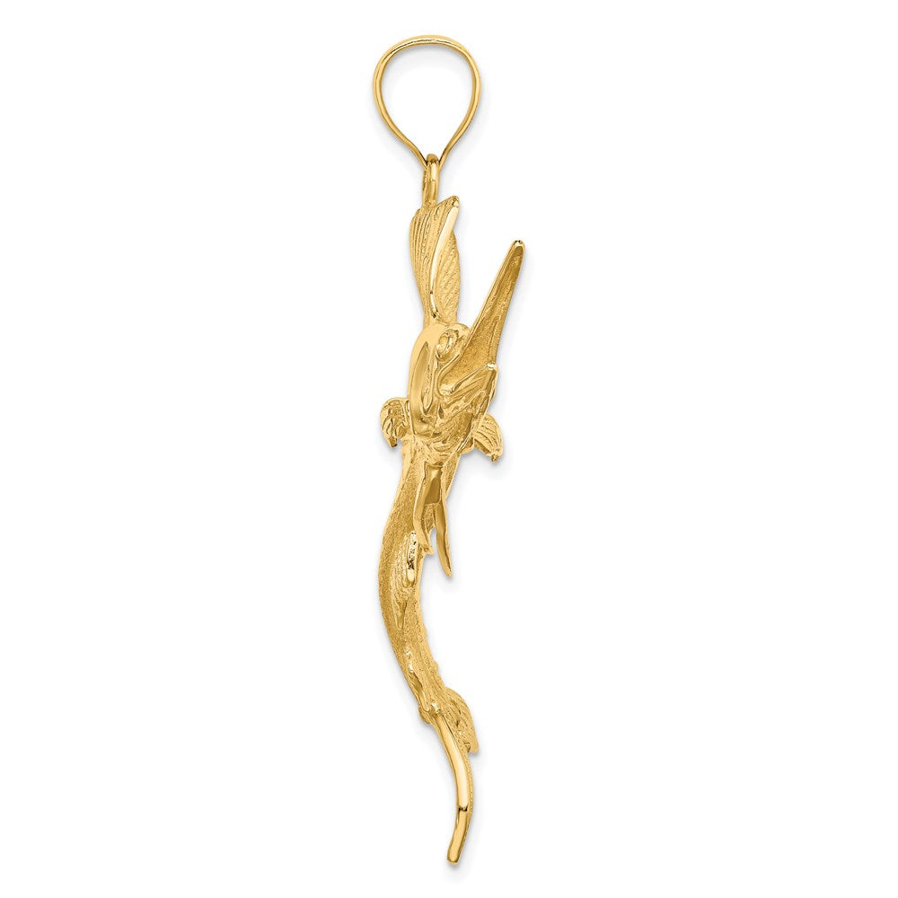 14k Yellow Gold 3-D Polished Textured Sailfish Charm