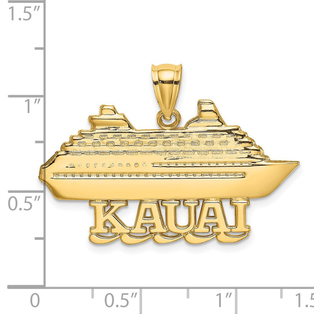 14k Yellow Gold Polished  KAUAI Cruise Ship Charm