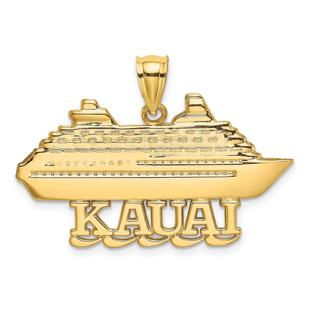 14k Yellow Gold Polished  KAUAI Cruise Ship Charm