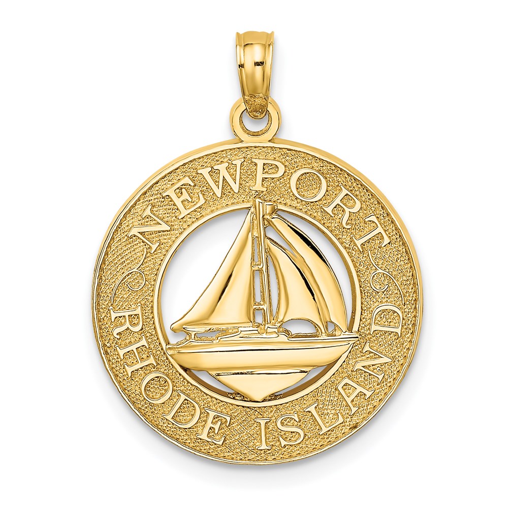 14k Yellow Gold NEWPORT RHODE ISLAND w/ Sailboat Charm