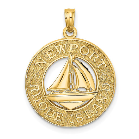 14k Yellow Gold NEWPORT RHODE ISLAND w/ Sailboat Charm