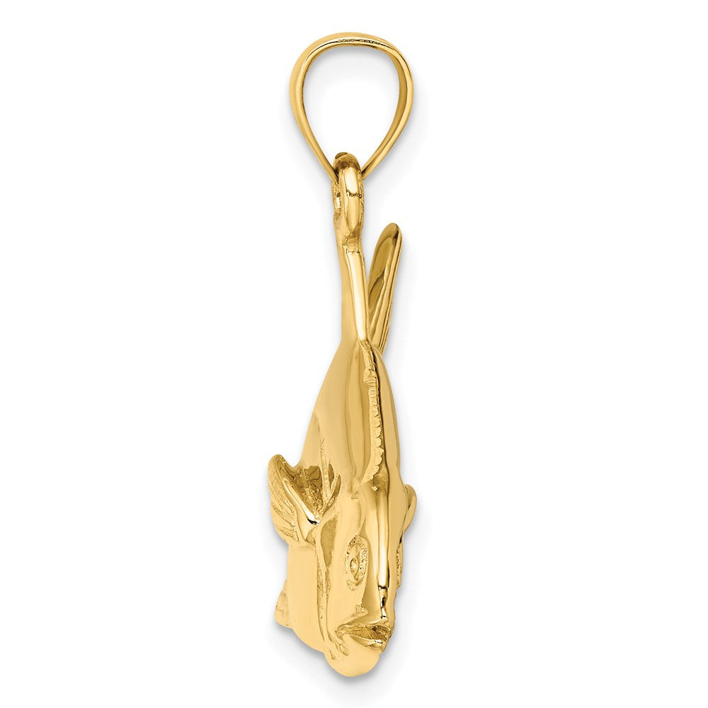 14k Yellow Gold 3-D Polished Pompano Fish Charm