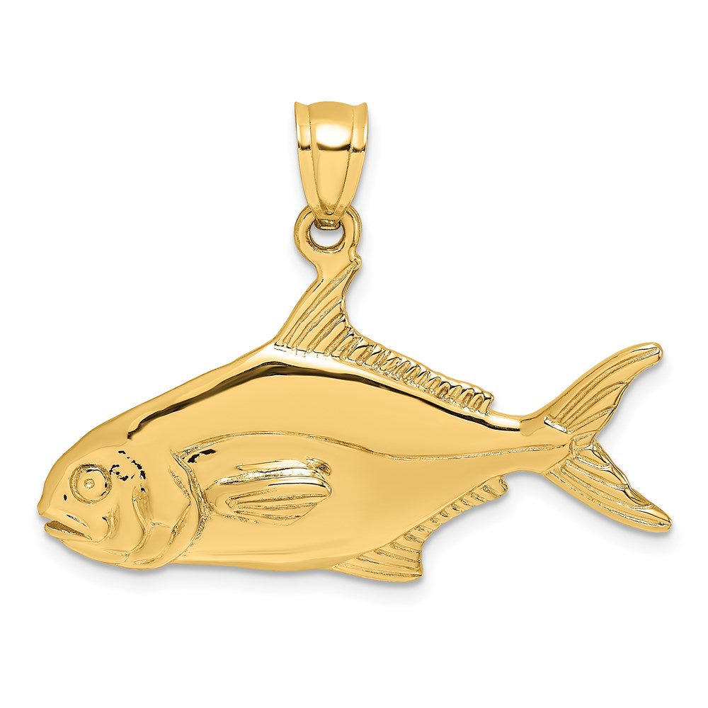 14k Yellow Gold 3-D Polished Pompano Fish Charm