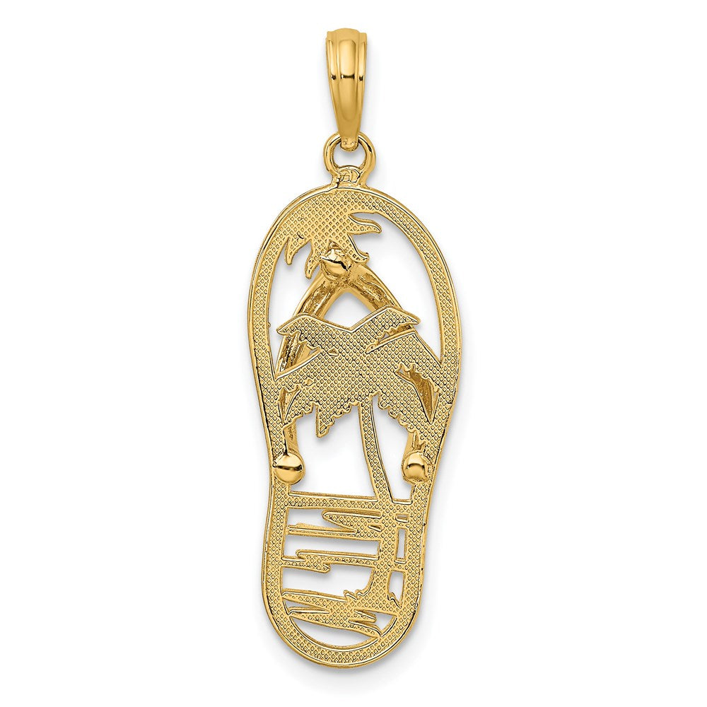 14k Yellow Gold Palm Tree Flip and Flop Charm