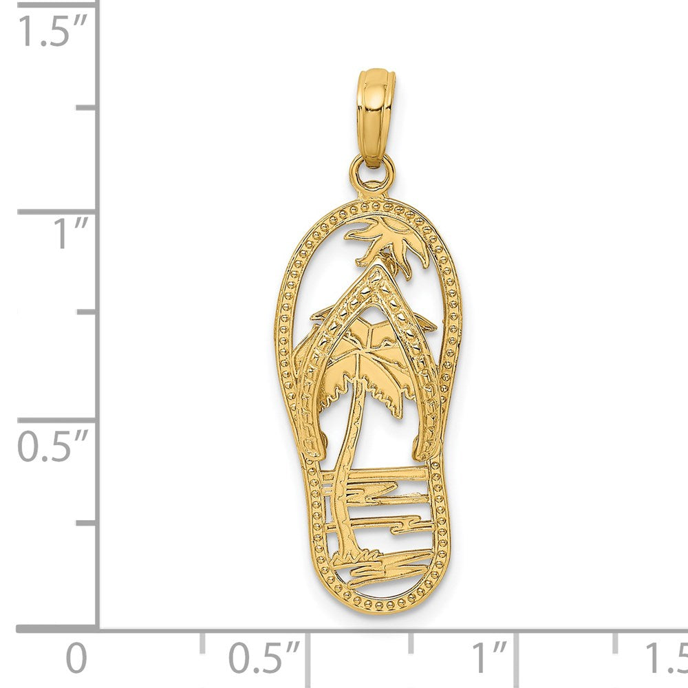 14k Yellow Gold Palm Tree Flip and Flop Charm