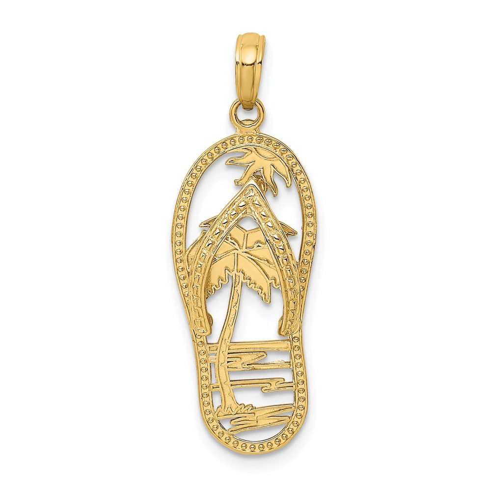 14k Yellow Gold Palm Tree Flip and Flop Charm