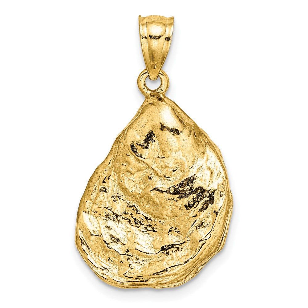 14k Yellow Gold 3-D Textured Oyster Shell Charm