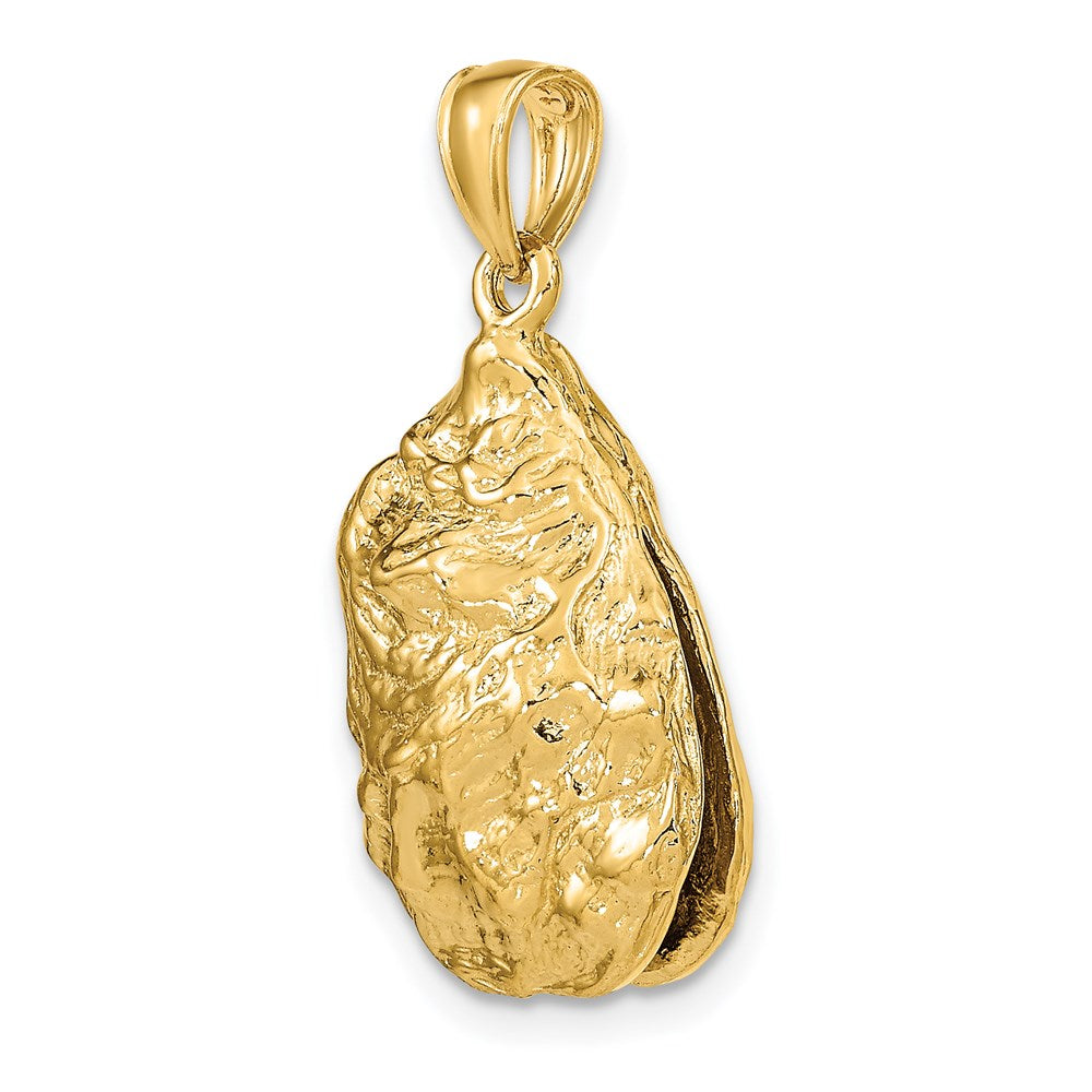 14k Yellow Gold 3-D Textured Oyster Shell Charm