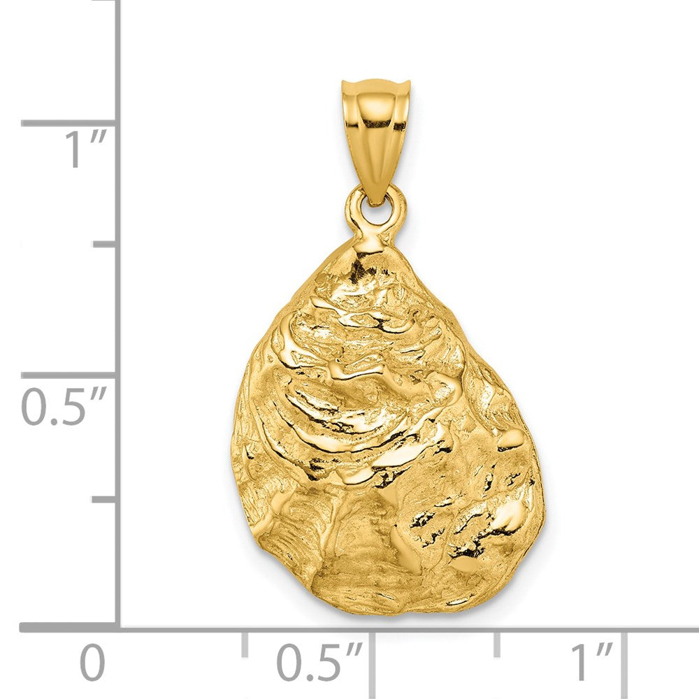 14k Yellow Gold 3-D Textured Oyster Shell Charm