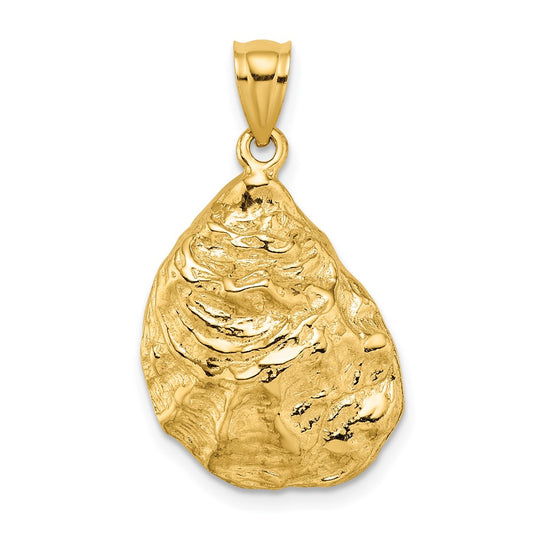 14k Yellow Gold 3-D Textured Oyster Shell Charm