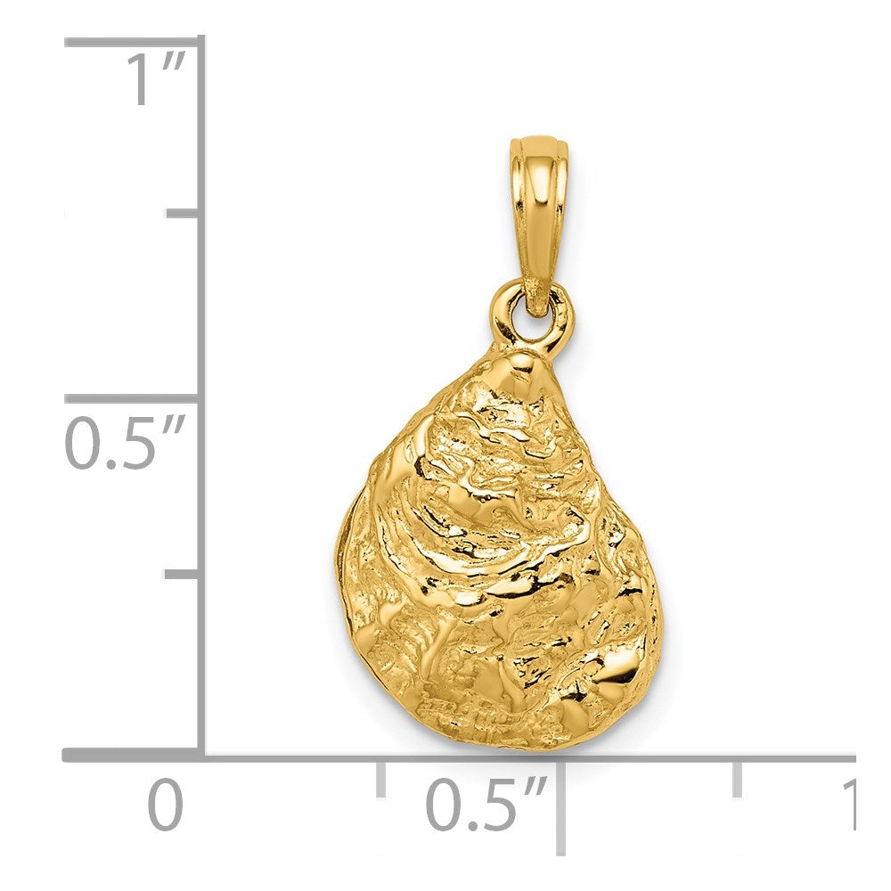 14k Yellow Gold 3-D Textured Oyster Shell Charm