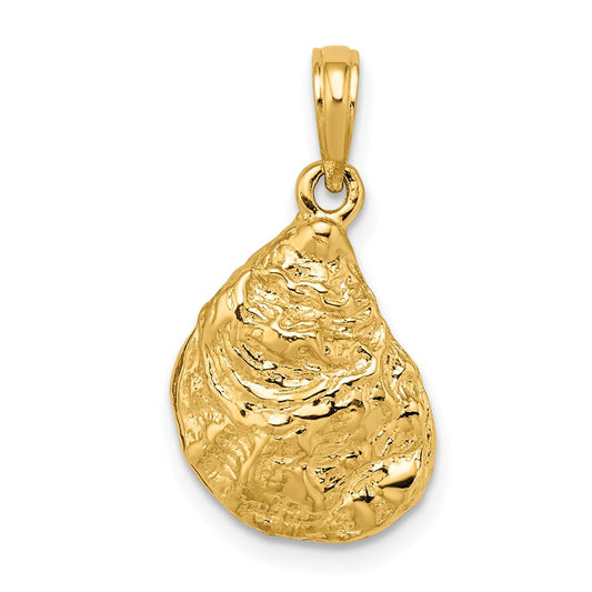 14k Yellow Gold 3-D Textured Oyster Shell Charm