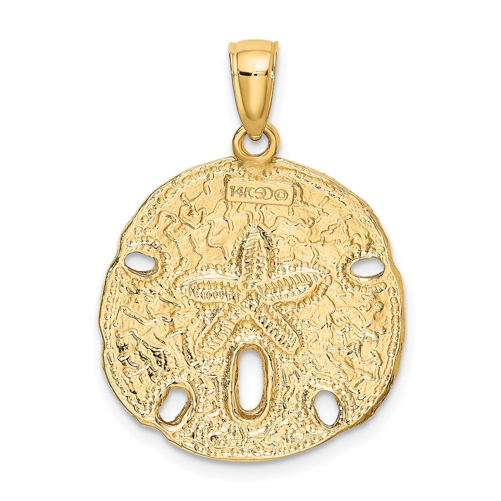 14k Yellow Gold Polished Sand Dollar Charm