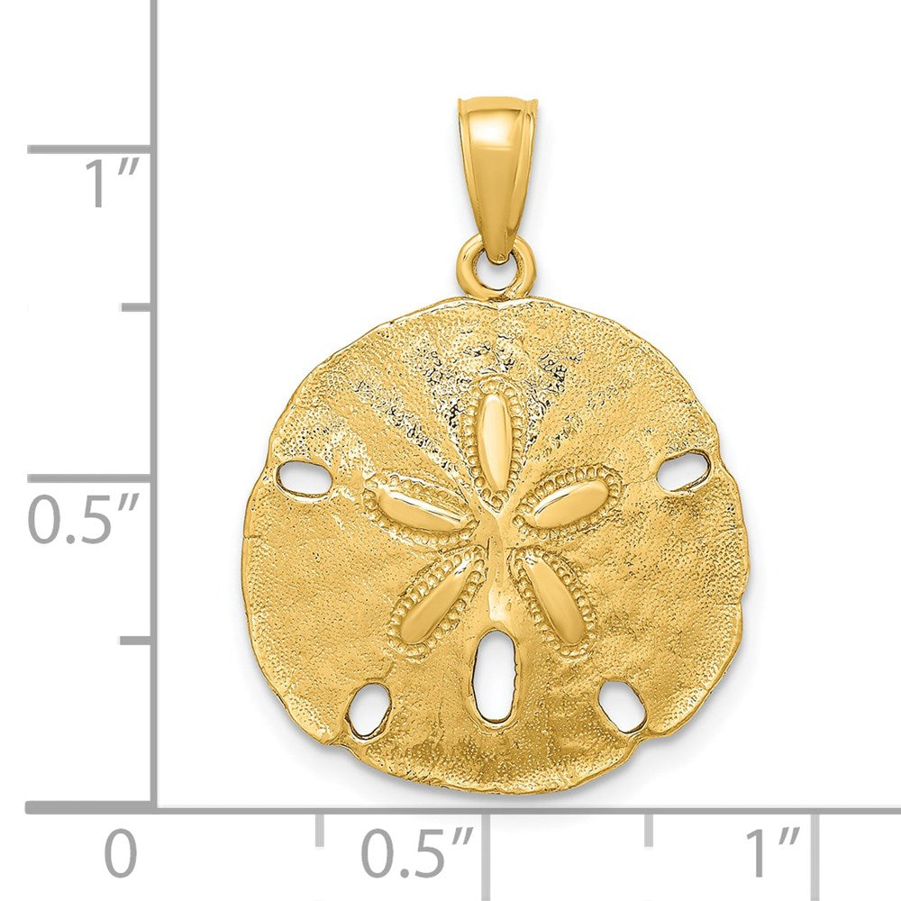 14k Yellow Gold Polished Sand Dollar Charm