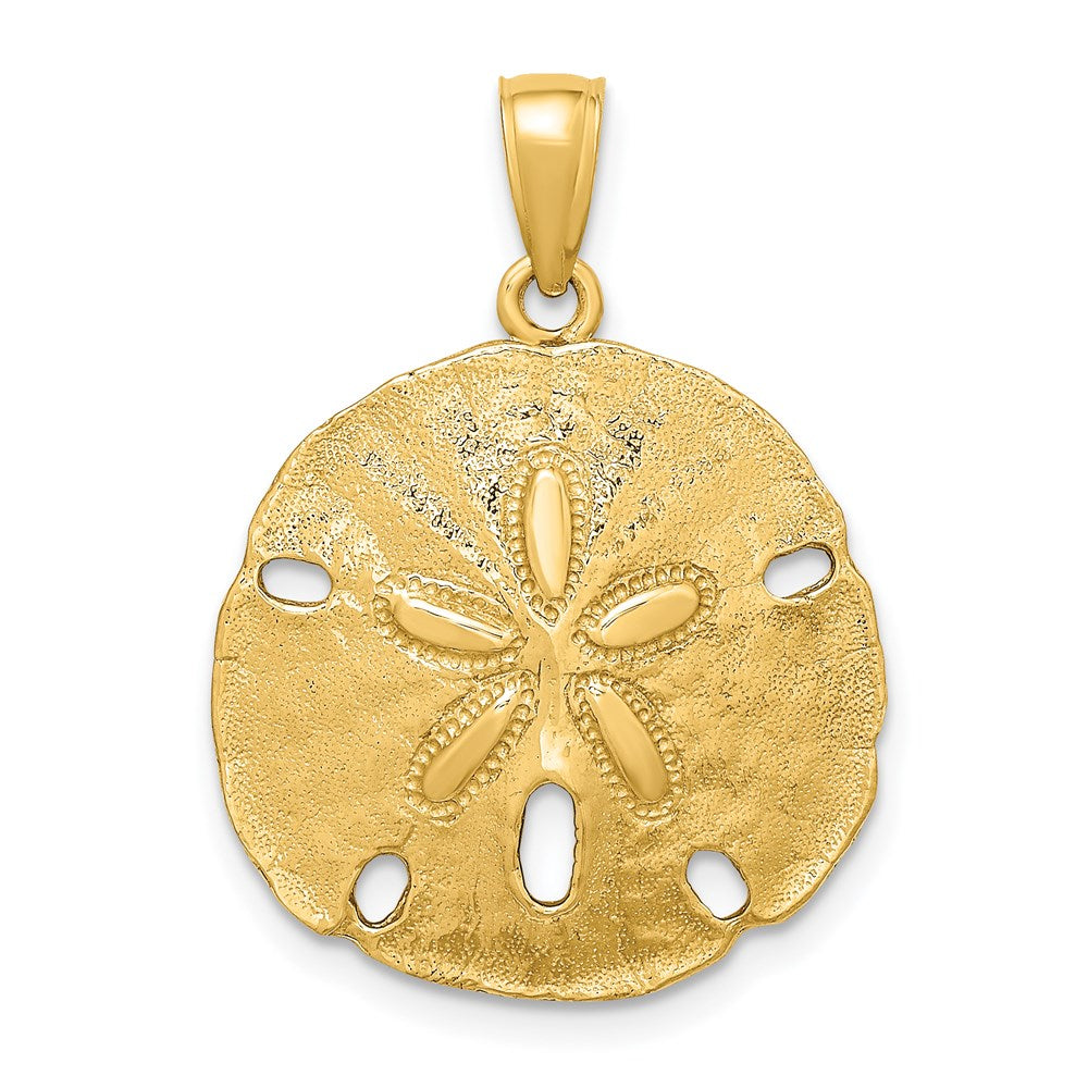 14k Yellow Gold Polished Sand Dollar Charm