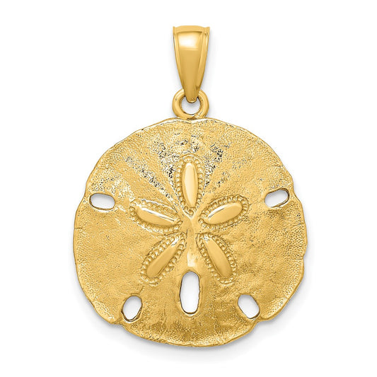 14k Yellow Gold Polished Sand Dollar Charm