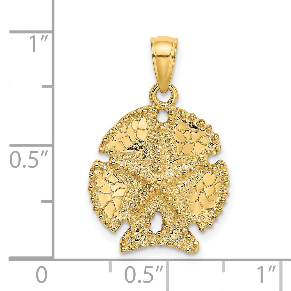 14k Yellow Gold Starfish on Sand Dollar Charm