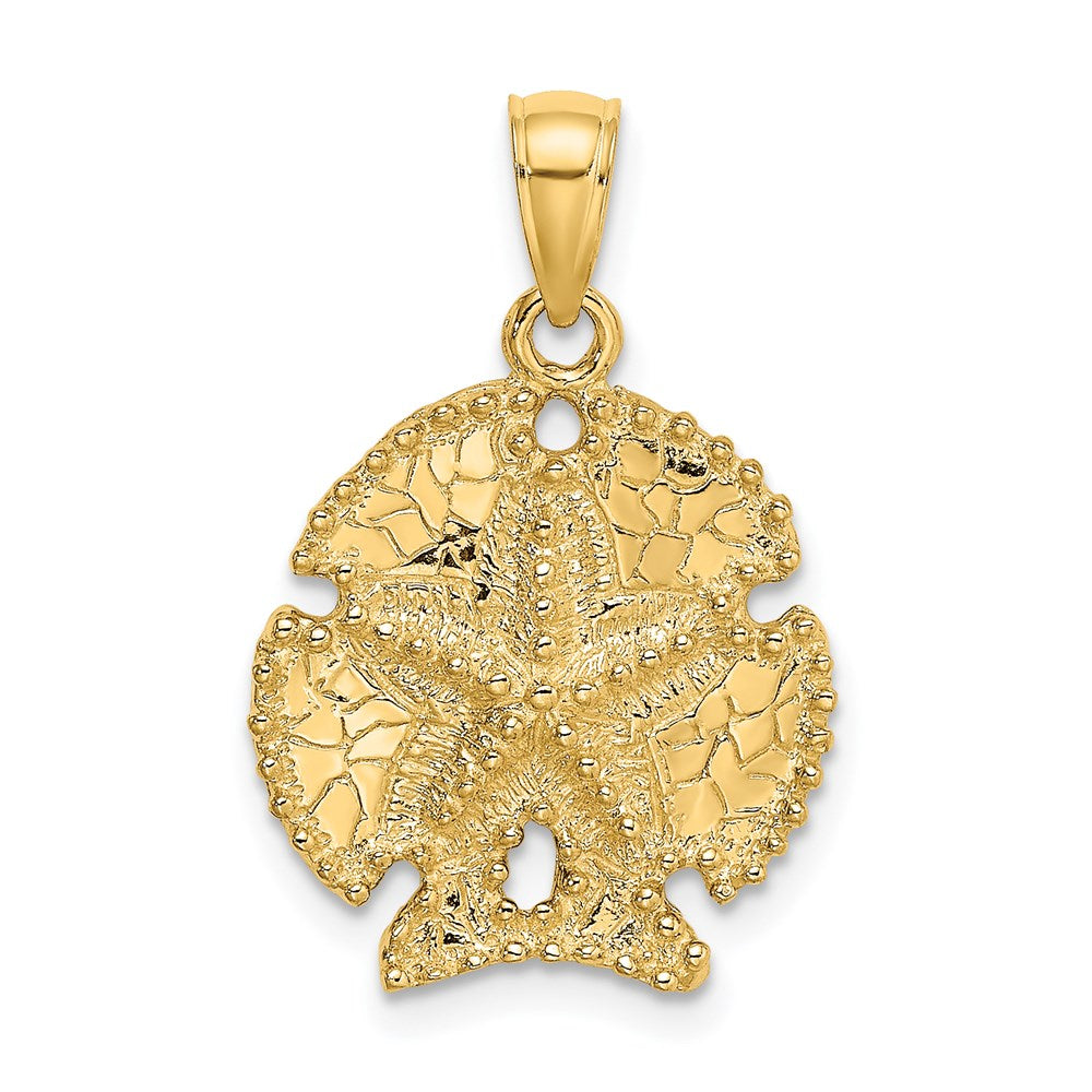 14k Yellow Gold Starfish on Sand Dollar Charm