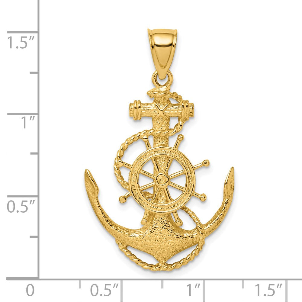 14k Yellow Gold 2-D Anchor and Wheel Charm