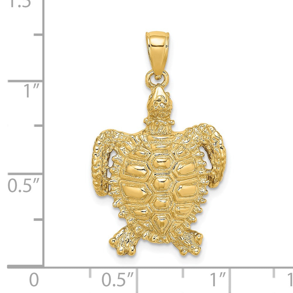 14k Yellow Gold Sea Turtle with Spiny Shell Charm