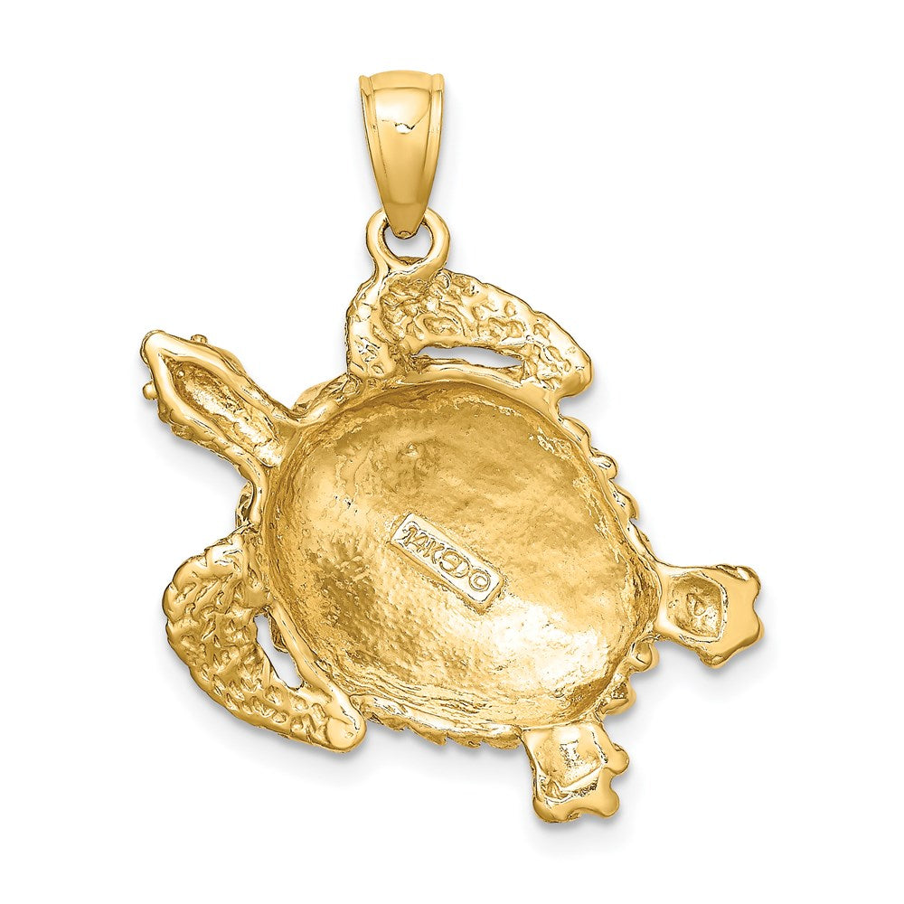 14k Yellow Gold Textured Sea Turtle Charm