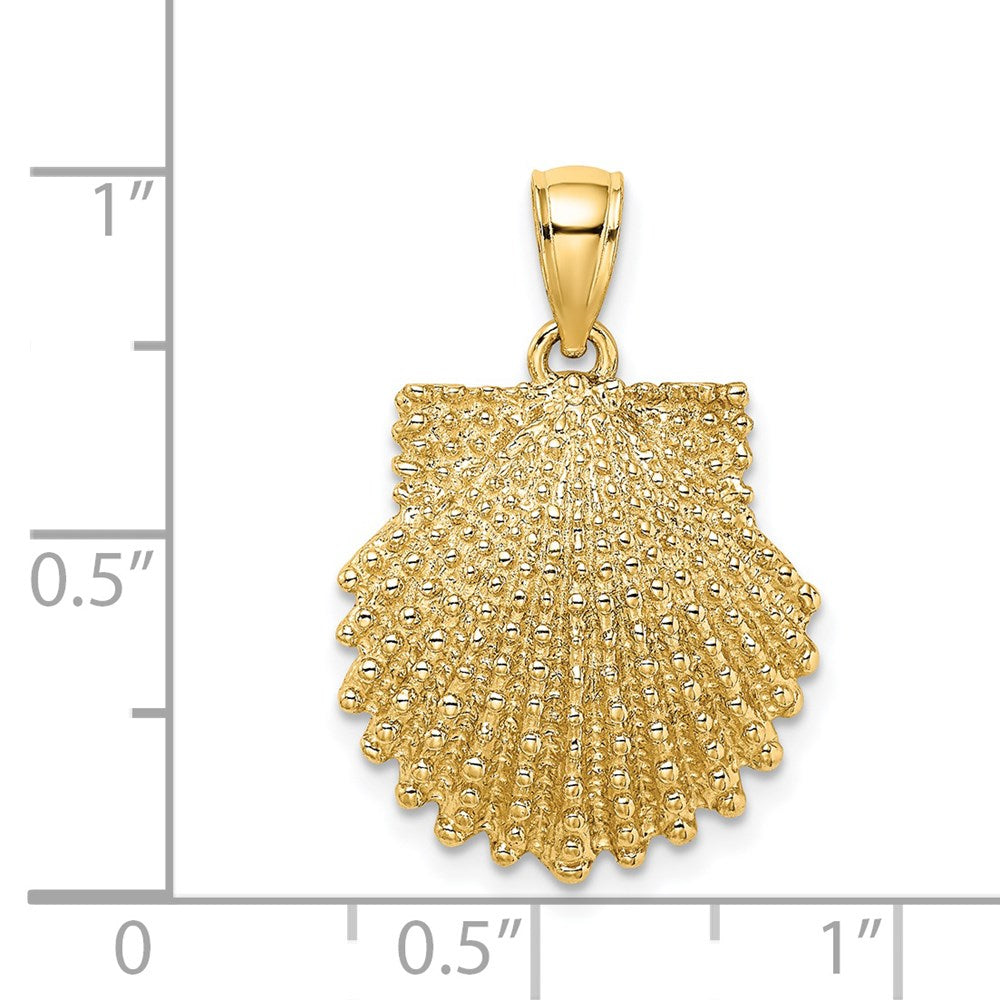 14k Yellow Gold Textured Scallop Shell Charm