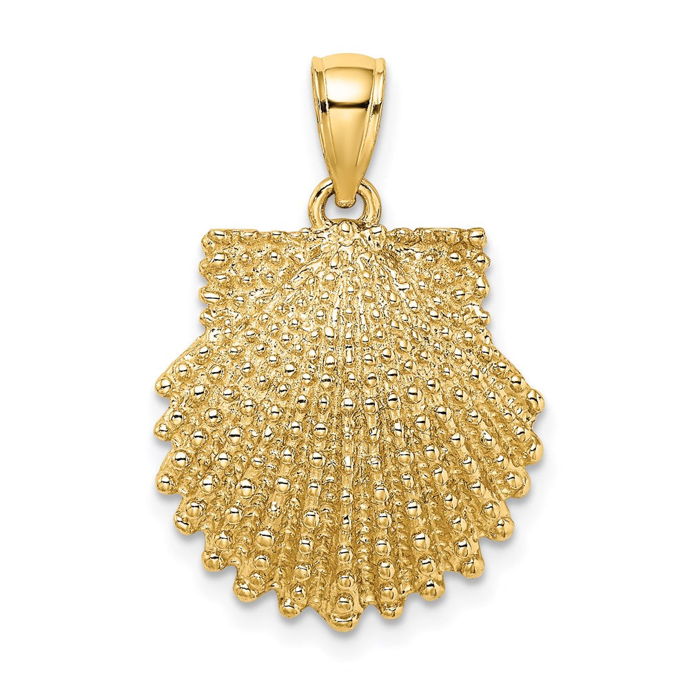 14k Yellow Gold Textured Scallop Shell Charm