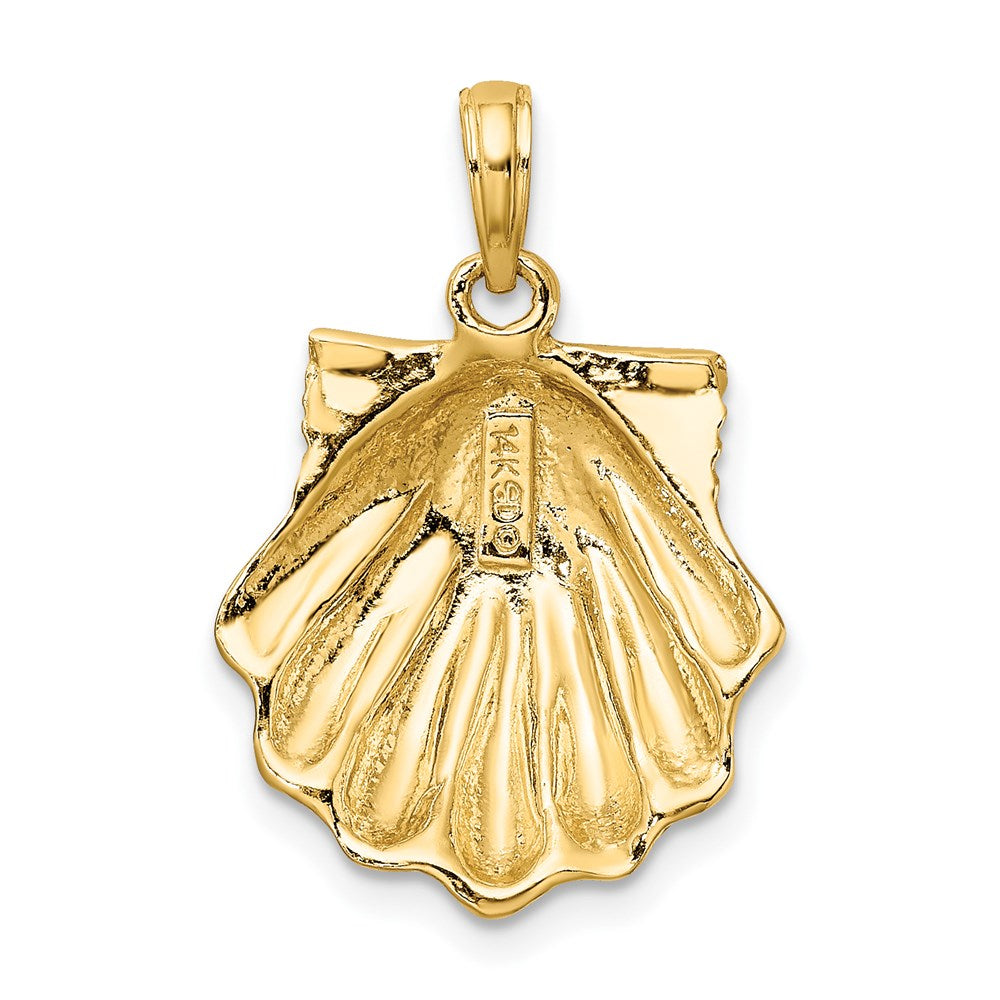 14k Yellow Gold Textured Scallop Shell Charm