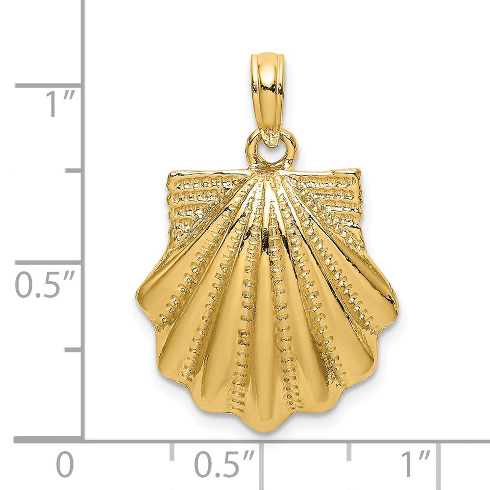 14k Yellow Gold Textured Scallop Shell Charm