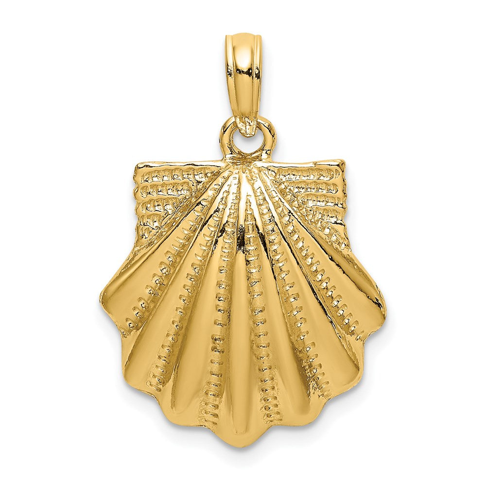 14k Yellow Gold Textured Scallop Shell Charm