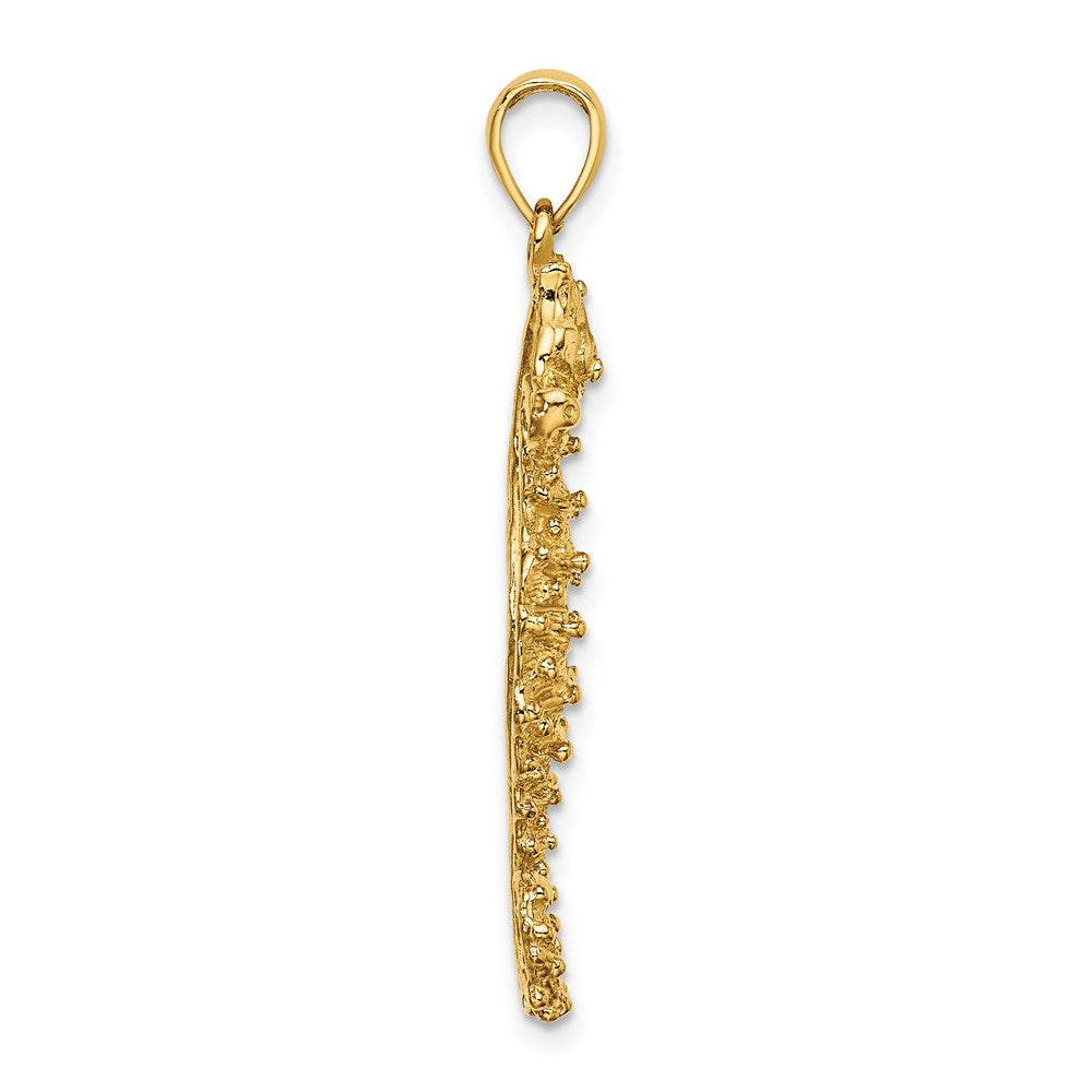 14k Yellow Gold Textured Seahorse Charm