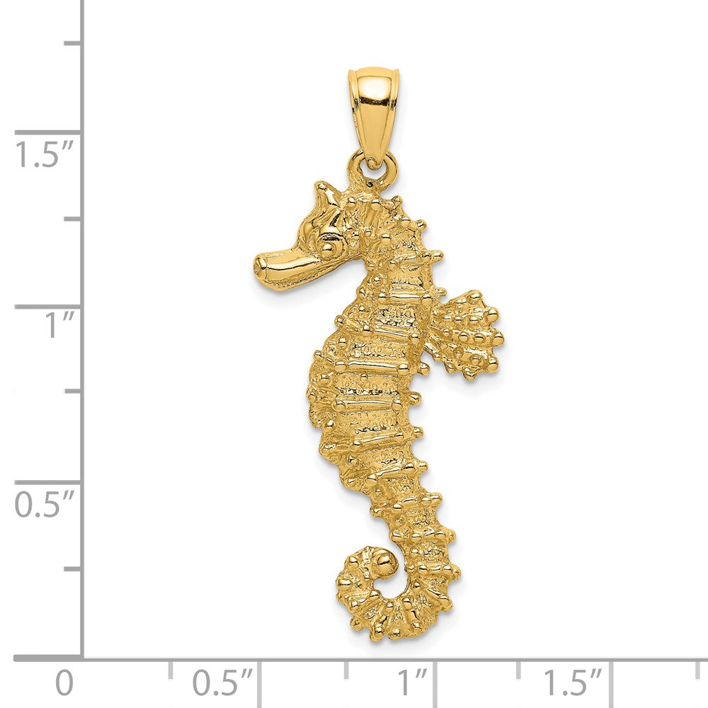 14k Yellow Gold Textured Seahorse Charm