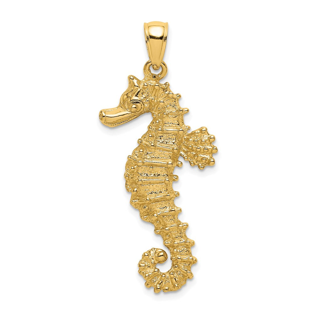 14k Yellow Gold Textured Seahorse Charm