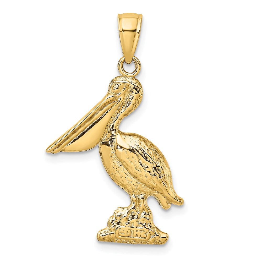 14k Yellow Gold 3-D Pelican Standing Charm