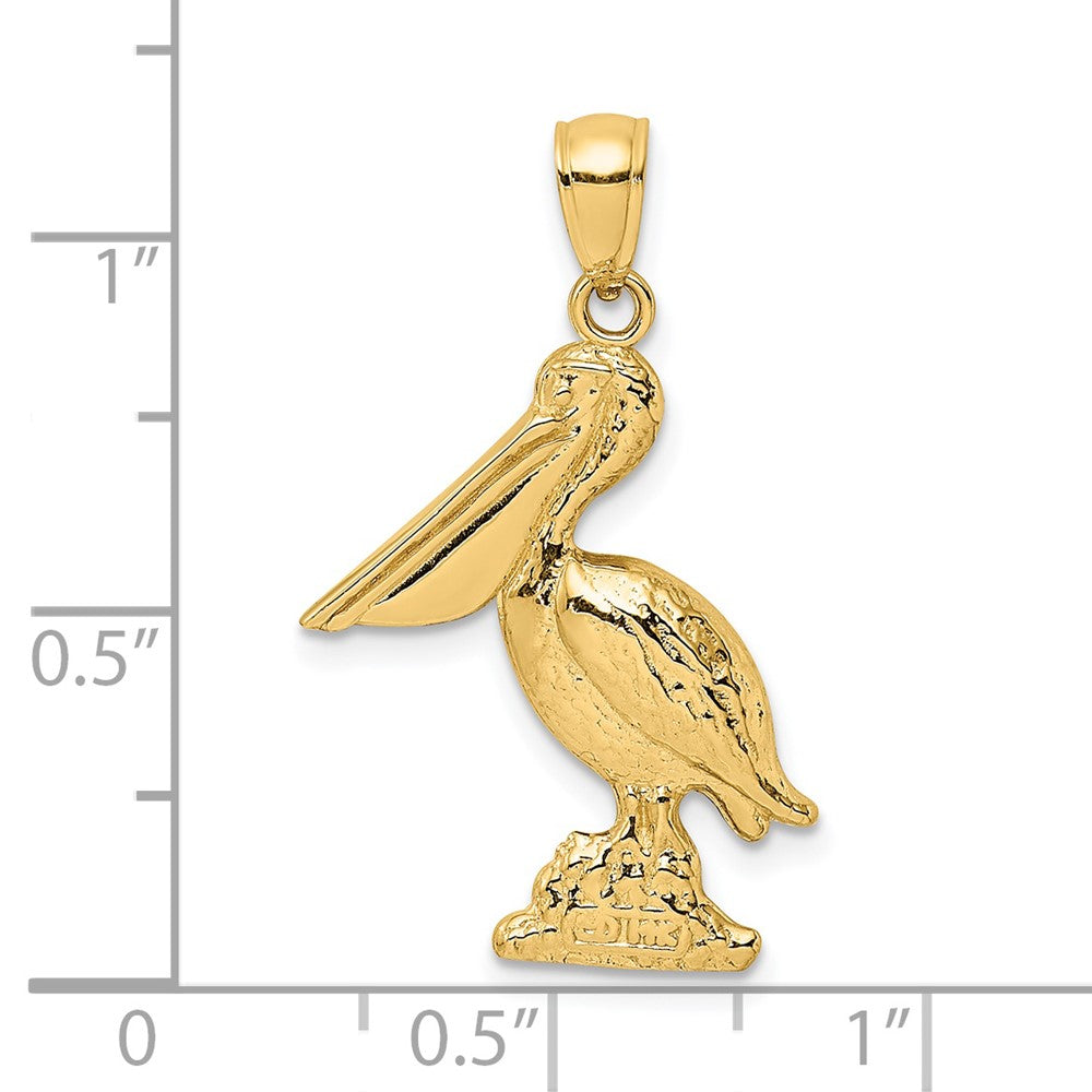 14k Yellow Gold 3-D Pelican Standing Charm