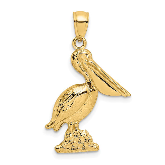 14k Yellow Gold 3-D Pelican Standing Charm