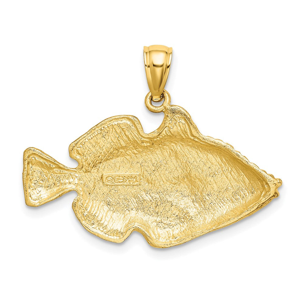 14k Yellow Gold Polished /Engraved Striped Fish Charm