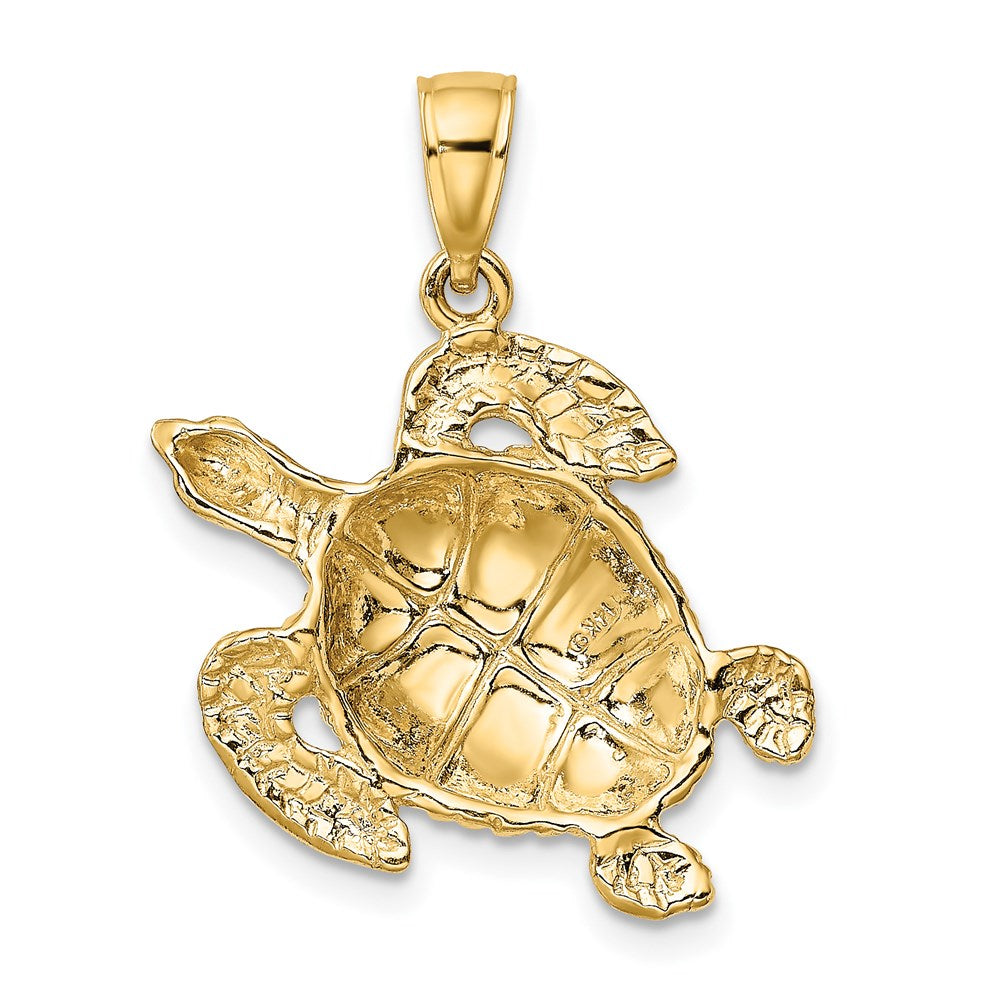 14k Yellow Gold Textured Sea Turtle Charm