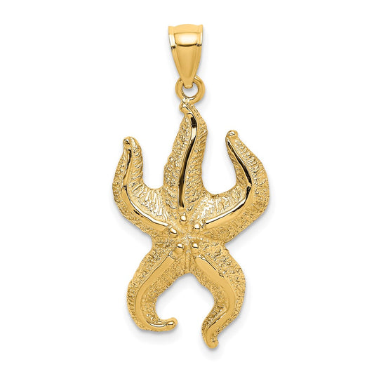 14k Yellow Gold Textured Starfish Charm