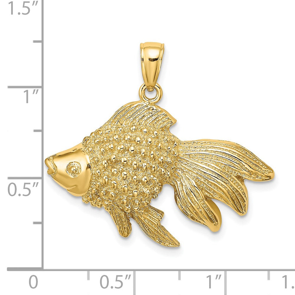 14k Yellow Gold 2-D & Engraved Striped Fish Charm